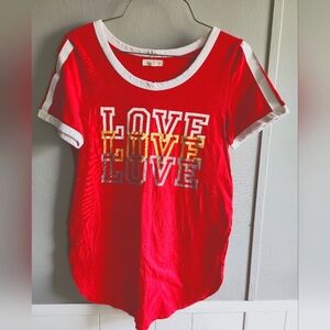 🔴 Desiree Red Varsity Stripe Love Tee size Medium